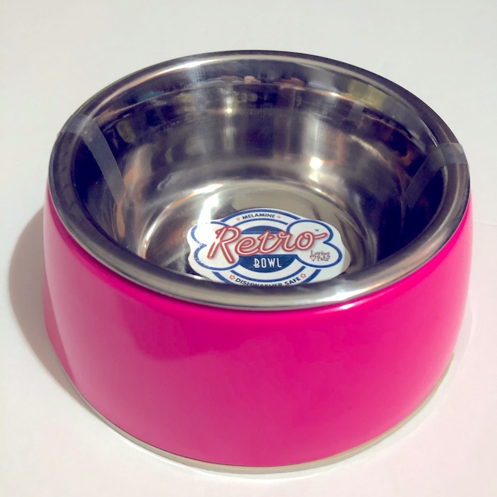 NEW LOVING PETS Hot Pink Retro Bowl Dog Cat Food Water Bowl X-Small, 0.88 Cup
